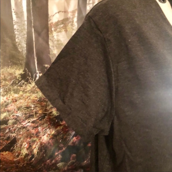 Charcoal grey lace up tee shirt with fringe - Picture 6 of 7